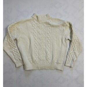 Urban Outfitters Cable Knit Mock Neck Sweater Cream Ivory XS Petite